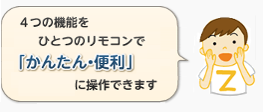 画像　4つの機能をひとつのリモコンで「かんたん・便利」に操作できます