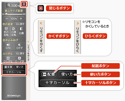 画像 終了方法・便利な機能に関する機能・ボタンの名称