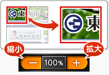 画像　ボタンを使って拡大・縮小する